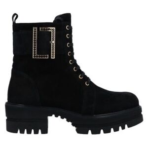 Loriblu | Black Ankle Combat Boots With Gold Buckle Details Size 41